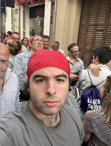 Mario Man in crowd with bandana